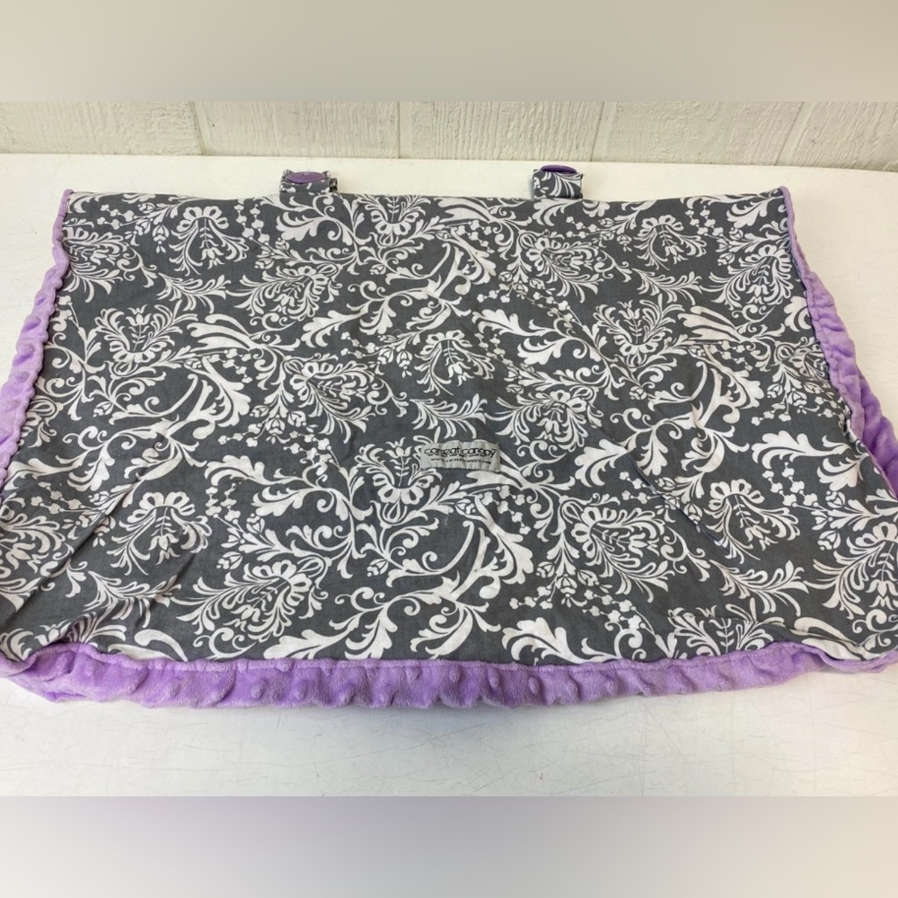 Carseat Canopy Cover Baby Girl Purple Gray Damask Print Belle